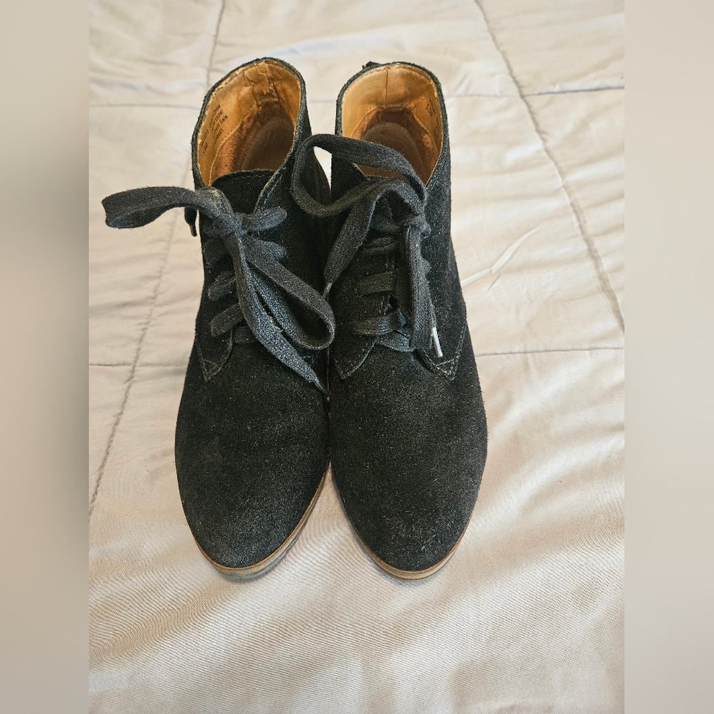 Susina Black Suede Booties/Ankle Boots